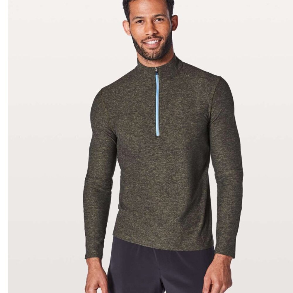 Lululemon Surge Warm 1/2 Zip Heathered Utilitarian / Black